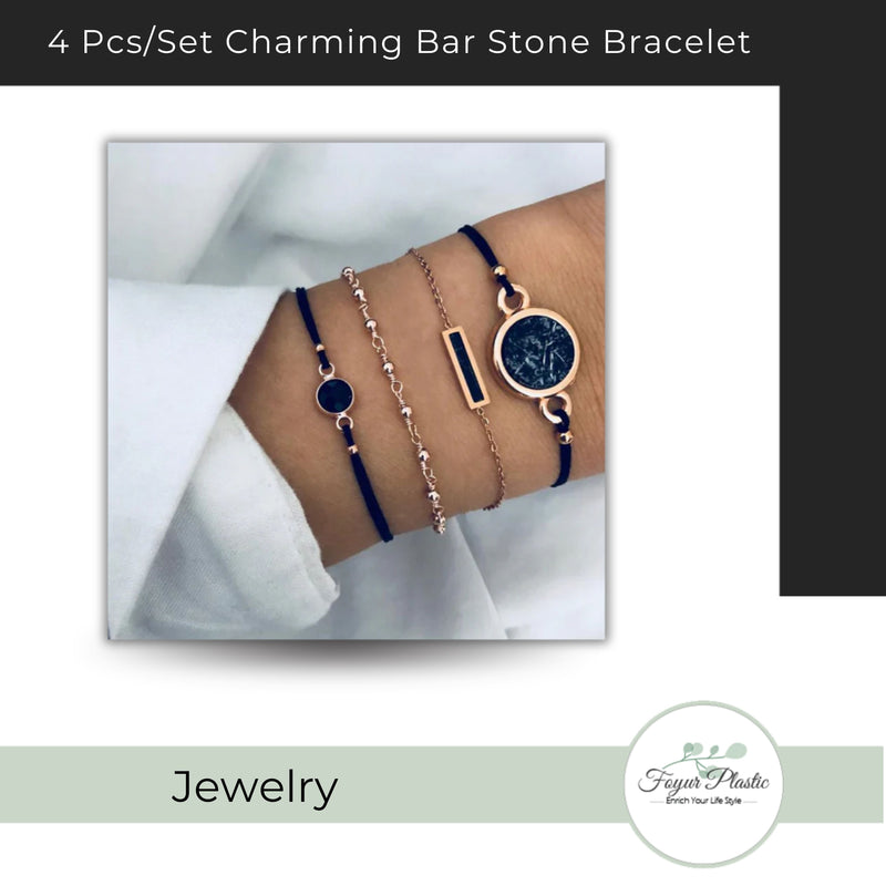 4 Pcs/Set Charming Bar Stone Bracelet