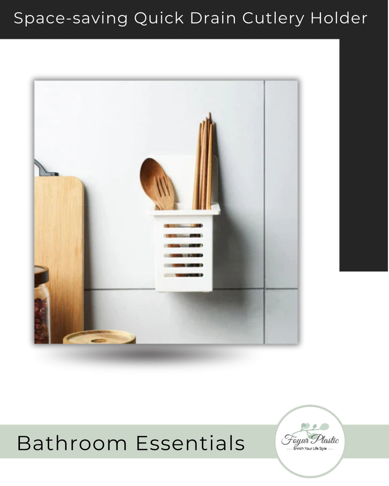 Cutlery Holder Quick Drain Space-saving Bathroom Storage Box.
