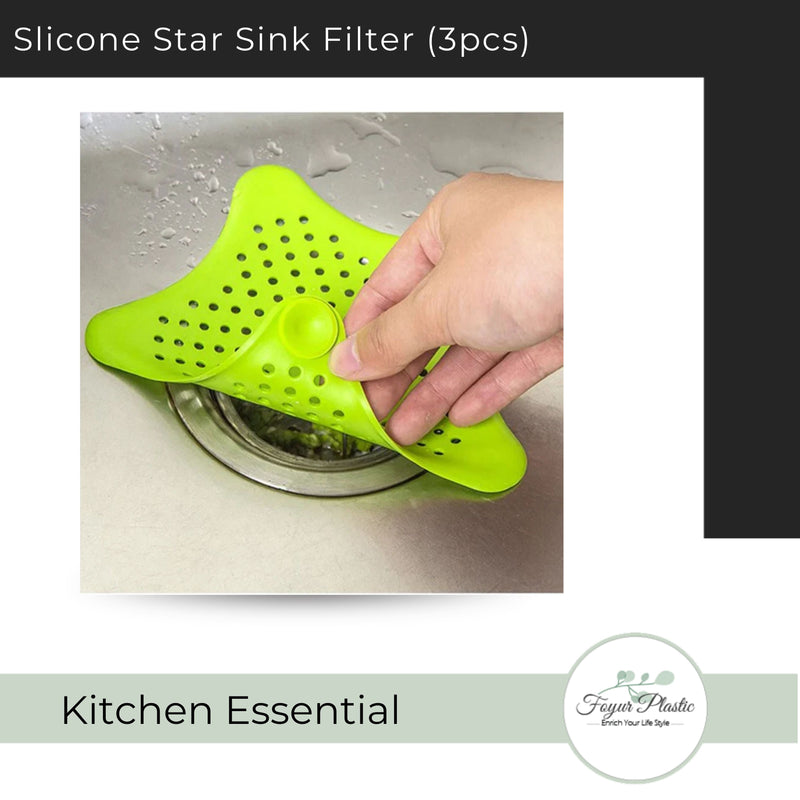 Pack of 3 - Silicone Rubber Five-pointed Star Sink Filter