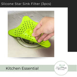 Pack of 3 - Silicone Rubber Five-pointed Star Sink Filter