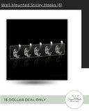 Self Adhesive Wall Mounted Sticky Hooks Strip with 6 Hooks