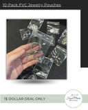 Pack of 10 Pieces - PVC Self Sealing Jewelry Transparent Storage Pouches