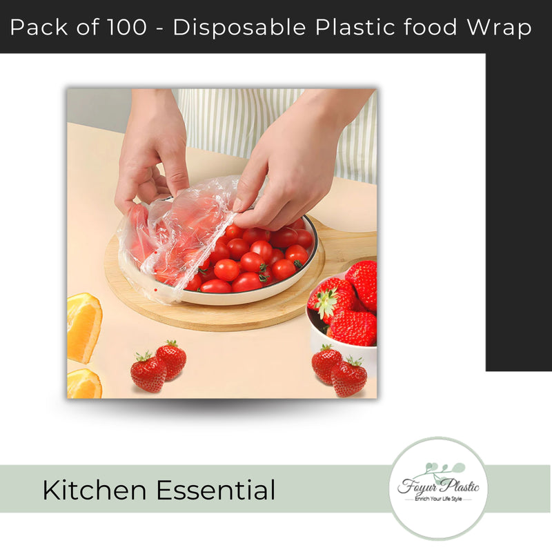 Pack of 100 - Disposable Plastic food Wrap
