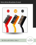 Pack of 3 Mini Wire Brush Set (Brass, Nylon, Stainless Steel Bristles)