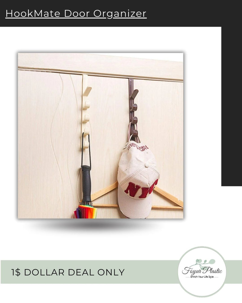 Over The Door Organizer Hanger Rack Coats Caps Clothes Holder with 5 Hooks