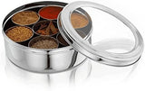 7 Piece Spices Masala Box, Stainless Steel Lid Spice Box With Spoon.