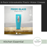 Pack of 6 Water Plastic Glass Set Non Breakable.