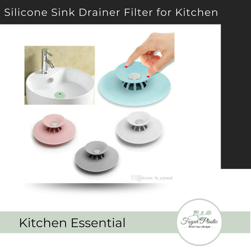 Pack of 2 - Silicone Sink Drainer Filter for Kitchen & Bathroom