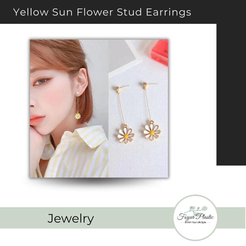 Yellow Sun Flower Stud Earrings