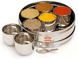 7 Piece Spices Masala Box, Stainless Steel Lid Spice Box With Spoon.