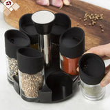 Condiment Spice Jars Revolving Base - 6 Pcs