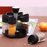 Condiment Spice Jars Revolving Base - 6 Pcs