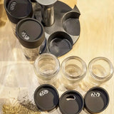 Condiment Spice Jars Revolving Base - 6 Pcs