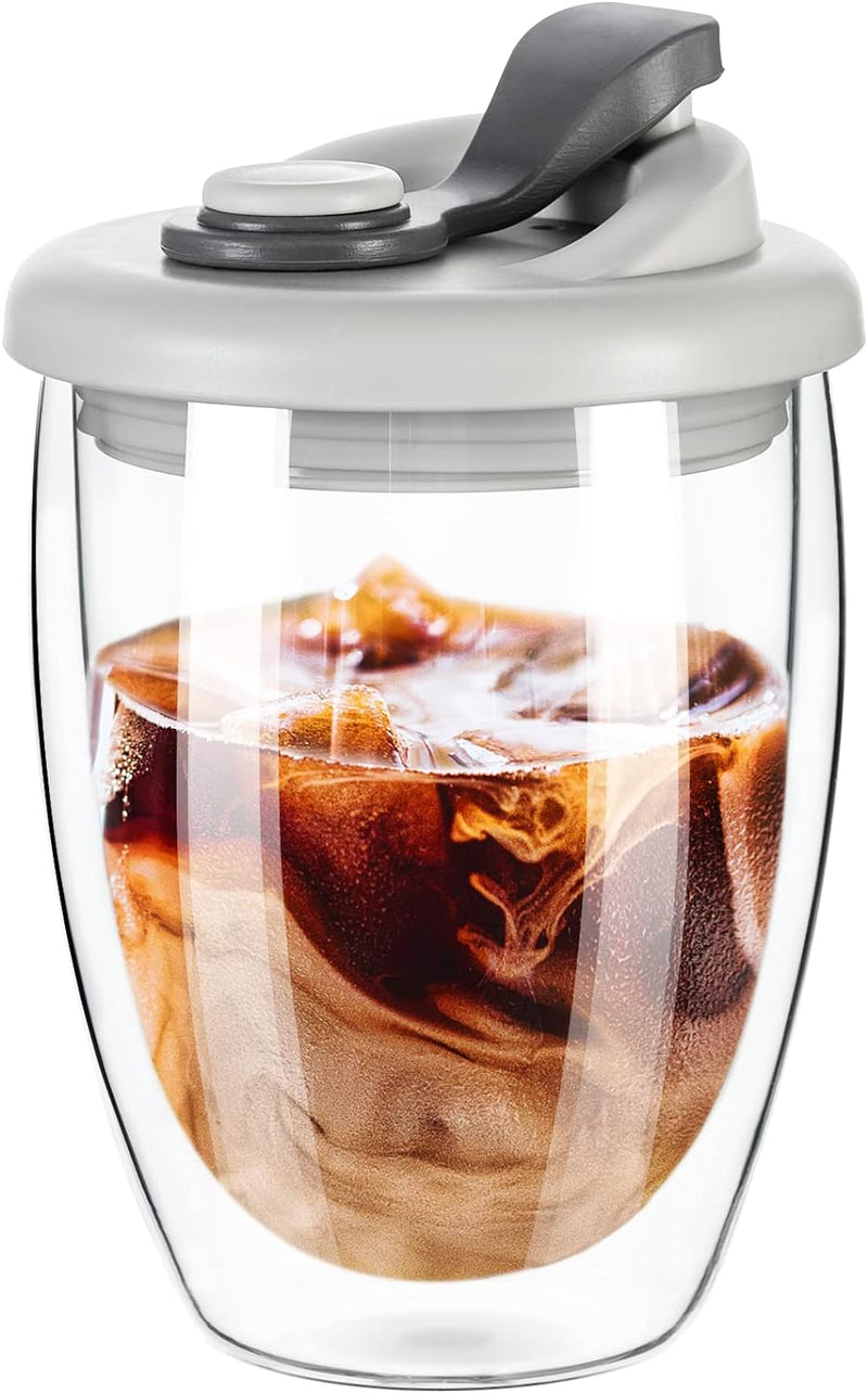 Double Wall Glass Mug With Lid