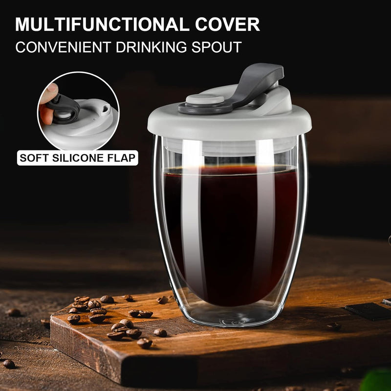 Double Wall Glass Mug With Lid