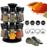 Condiment Spice Jars Revolving Base - 6 Pcs