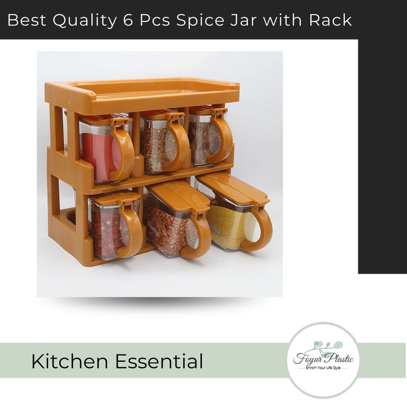 Best Quality 6 Pcs Spice Jar with Rack