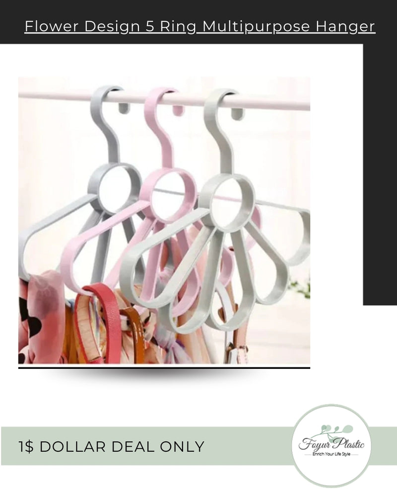 Flower Design 5 Ring Multipurpose Hanger