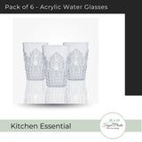 Pack of 6 - Acrylic Water Glasses