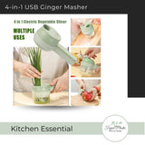 4 In 1 Handheld USB Charging Electric Ginger Masher Machine.