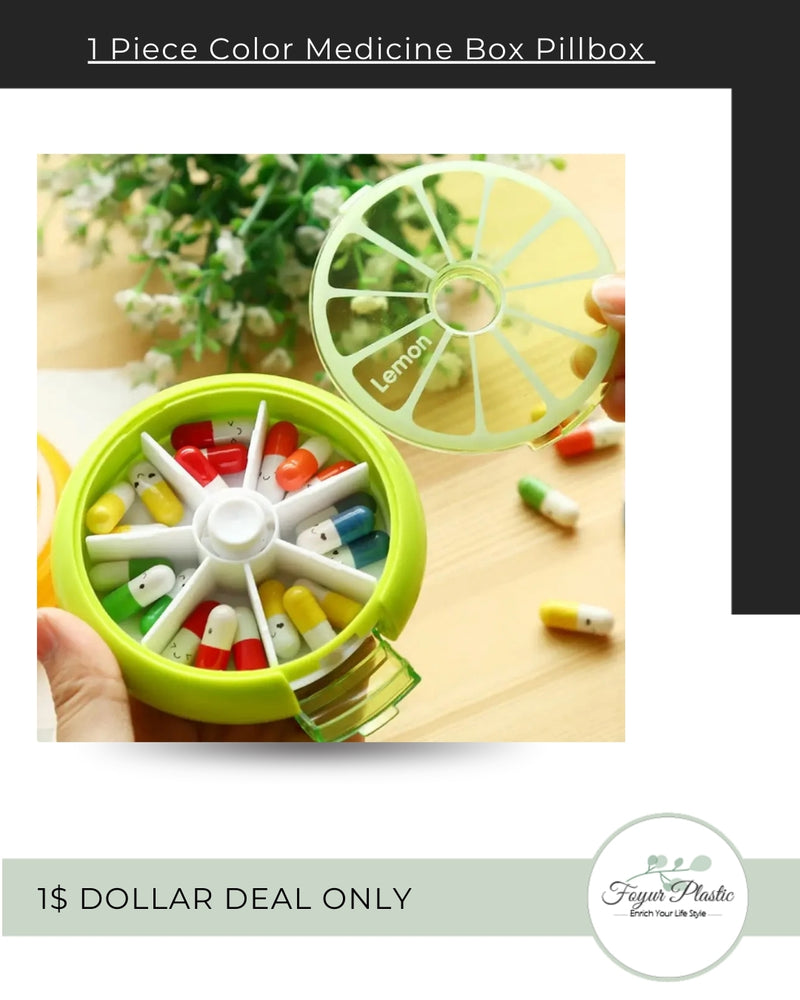 1 Piece Color Medicine Box Pillbox Dispenser 7 Days Weekly Portable.