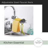 Adjustable Stainless Steel Sink Faucet Storage Rack Hanging Basket.