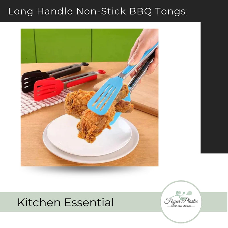 Long Handle No-Stick BBQ Grilling Kitchen Tongs.