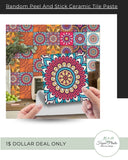 Random Peel And Stick Ceramic Tile Paste - Pack of 12 Pieces.