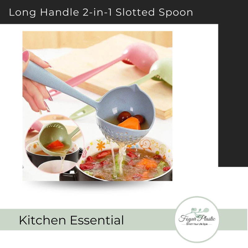 Long Handle 2 In 1 Cooking Colander Slotted Spoon.