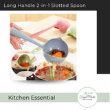 Long Handle 2 In 1 Cooking Colander Slotted Spoon.
