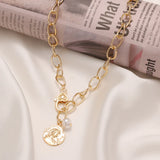 Luxurious Ancient Coin Pearl Pendent Necklace