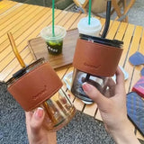 Glass Coffee Mug With Straw