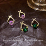 Cross Pearl Earrings( random color )