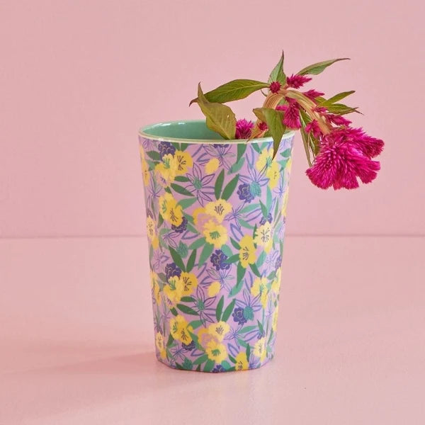 1 Piece - Floral Design Plastic Water Glass.