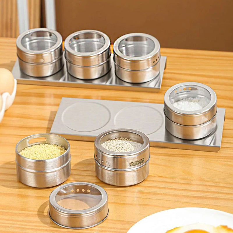 Magnetic Spice Jars Rack 3 Pcs