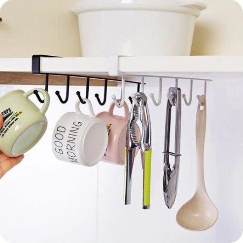 Multi-Function 1 Pcs Iron 6 Hooks Cup Holder Hanging Bathroom Hanger Kitchen