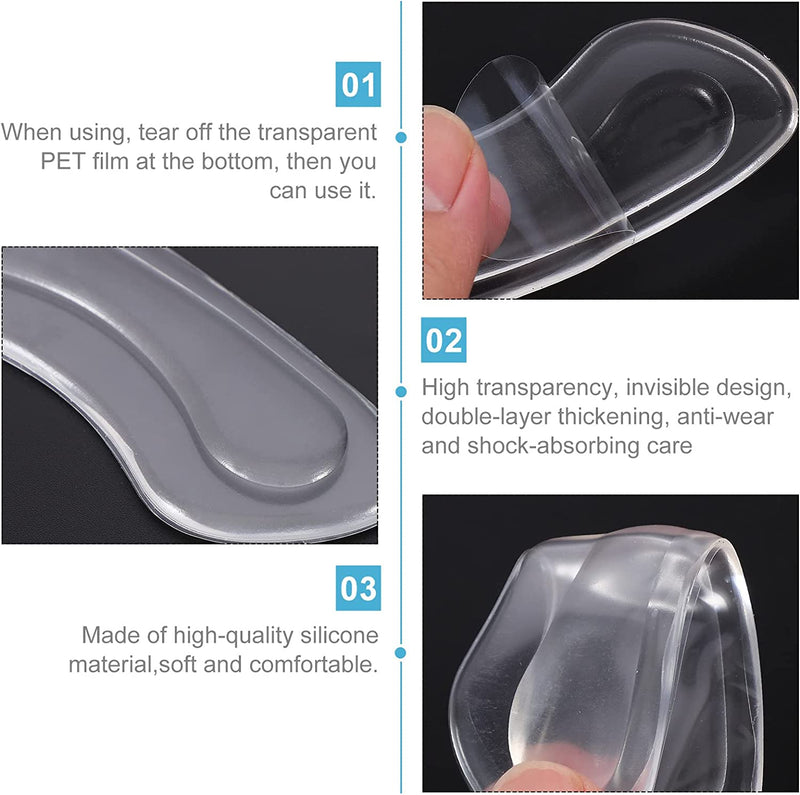 Gel Silicone Heel Grip, Transparent Liner Shoe Insole Pad, Foot Care Protector, Feet Cushion, Shoes Insoles For Anti Slip Rubbing, Self Adhesive Grips Patch, Pain Relief Patches ( Pack of 01 Pair )