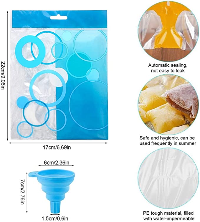 Disposable Ice Cube Mold Clear Self Sealing Ice Cube Bag DIY Quick Freeze Mold Bag Kitchen Gadgets - Pack of 10 Pieces