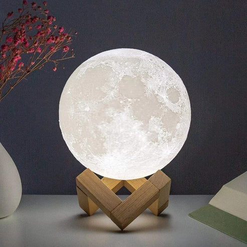 3D Moon Lamp Light for Bedroom With Beautiful Plastic Stand ( Small Size )