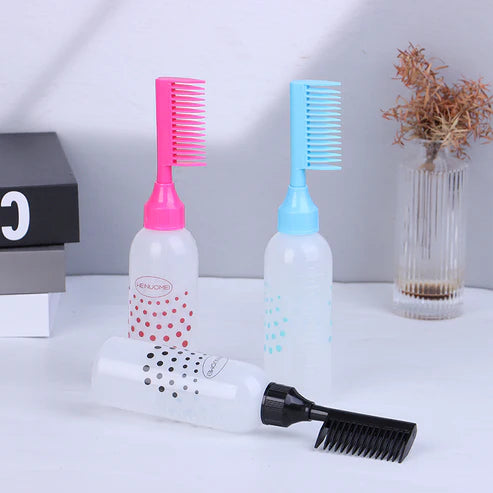 Plastic Hair Dye Applicator Bottles Oil Comb Brush