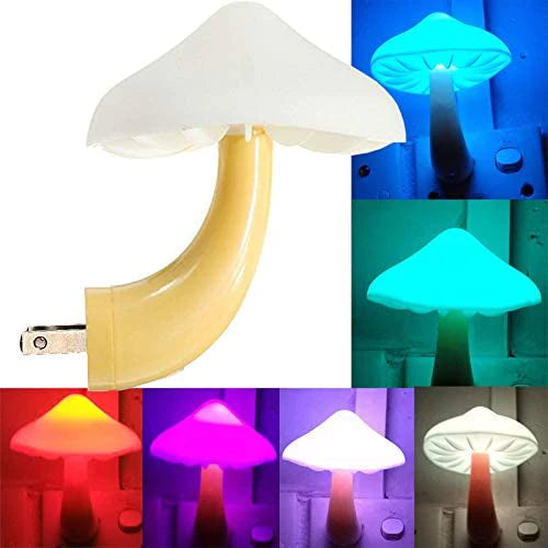 Sensor LED Night Light Plug in Lamp Mushroom Night Light 7-Color Changing Magic Mini Pretty Mushroom-Shaped Night Lights for Adults Kids NightLight
