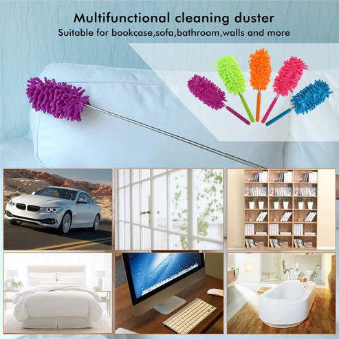 Telescopic Microfiber Duster Extendable Cleaning, Portable Dusting Brush
