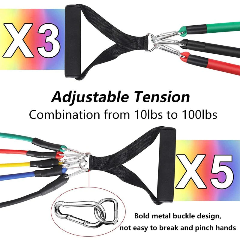 5-In-1 Resistance Bands 11Pcs Set Elasticas Fitness.